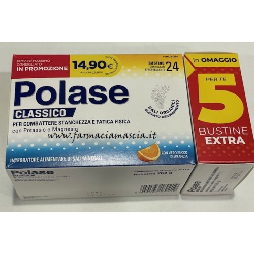 POLASE ARANCIA integratore di magnesio e potassio 24 Buste promo + 5 buste in omaggio