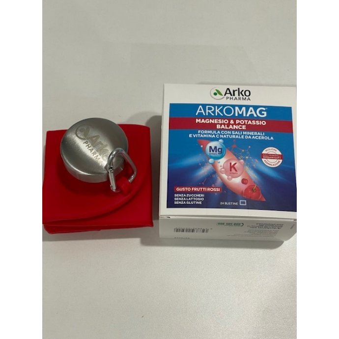 ARKOMAG integratore bilanciato di magnesio e potassio 24 buste borraccia in omaggio ARKOMAG integratore bilanciato di magnesio e potassio 24 buste borraccia in omaggio