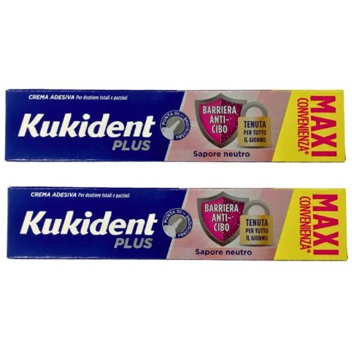 Kukident Plus Crema Adesiva dentiera Barriera Anticibo Bipacco