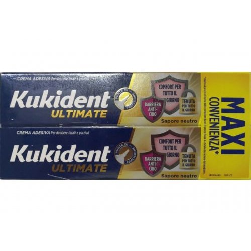 KUKIDENT ULTIMATE Crema Adesiva per Dentiera Sapore Neutro BIPACCO