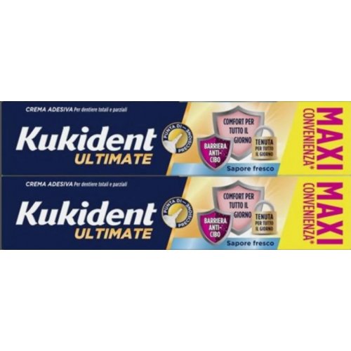 Kukident Ultimate Fresco crema adesiva Barriera Anticibo Formato bipacco