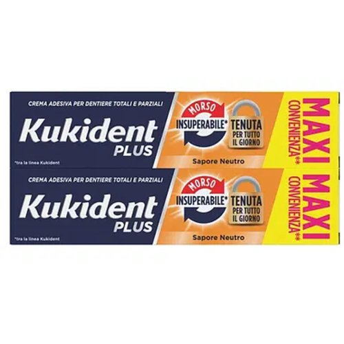 Kukident Plus Morso Insuperabile Crema Adesiva Dentiere pacco doppio