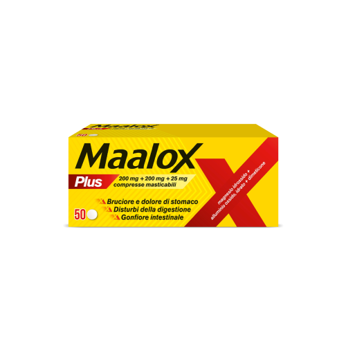 MAALOX PLUS farmaco per iperacidità e meteorismo 50 compresse masticabili
