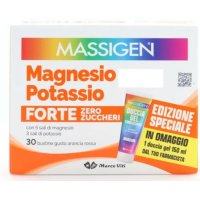 Massigen Magnesio e Potassio Forte Zero Zuccheri Integratore 30 Bustine e doccia gel in omaggio