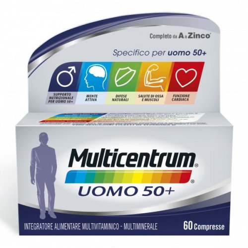 MULTICENTRUM UOMO 50+ integratore multivitaminico multiminerale per uomo dopo i 50 anni 60 compresse