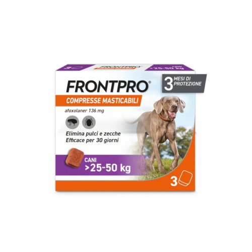 FRONTPRO 3 compresse masticabili antiparassitarie 136mg per cani 25-50kg