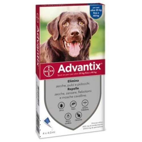 Advantix Cani 25-40 kg 4 Pipette Antiparassitario 