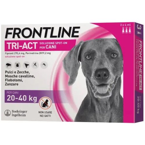 Frontline Tri-Act 20-40 kg | 3 Pipette Antiparassitario Cani Grandi - Farmacia Mascia