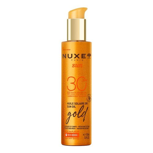 NUXE SUN Olio Solare SPF 30 Viso e Corpo | Abbronzatura Oro | Borsa Mare Omaggio