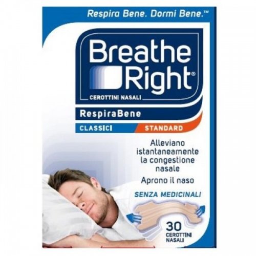 Breath Right cerotto nasale classico standard per non russare e migliorare la respirazione 30 cerotti 