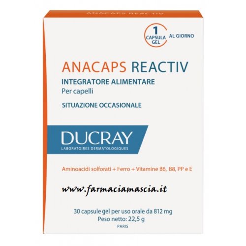 Anacaps Reactive Ducray capelli deboli caduta occasionale nuova formulazione 30 capsule con Prezzo Promo