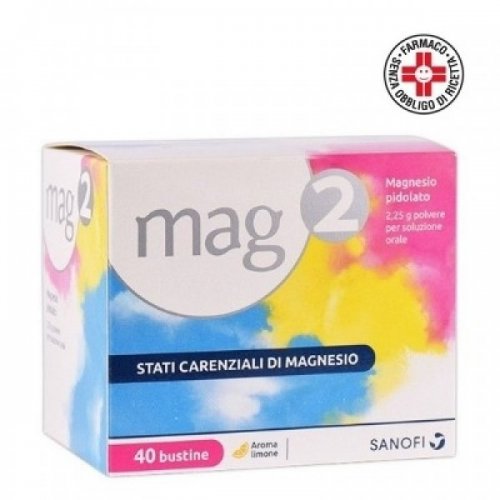 MAG 2 integratore di magnesio pidolato utile per nervosismo crampi 40 bustine