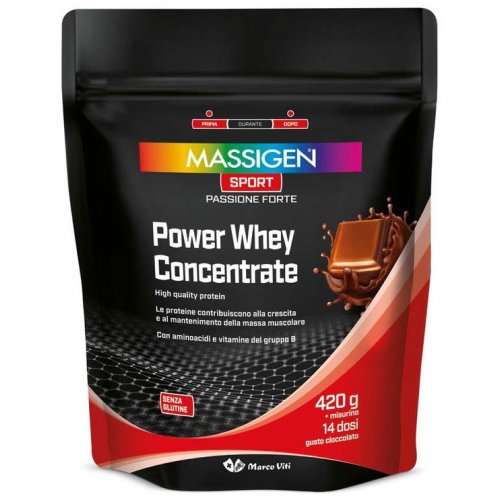 MASSIGEN SPORT POWER Proteine concentrate del siero del latte gusto cioccolato 420g