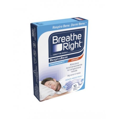 BREATH RIGHT cerotto nasale Trasparente Grande per non russare 10 pezzi