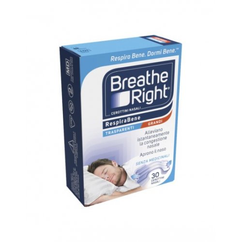 BREATH RIGHT cerotto nasale Trasparente Grande per non russare 30 pezzi