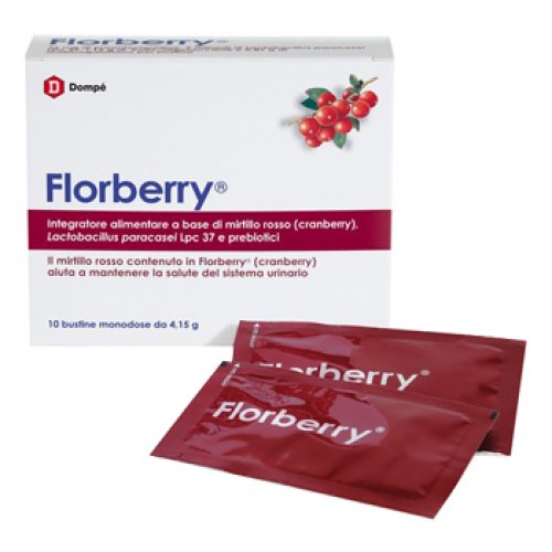 Florberry Dompè integratore per cistiti ricorrenti con mirtillo rosso 10 bustine 