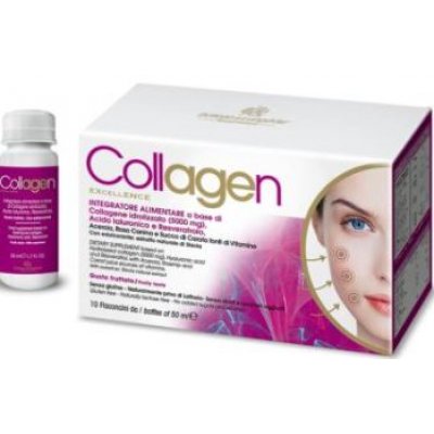 COLLAGEN EXCELLENCE integratore di collagene acido ialuronico resveratrolo 10 flaconi da 50ml