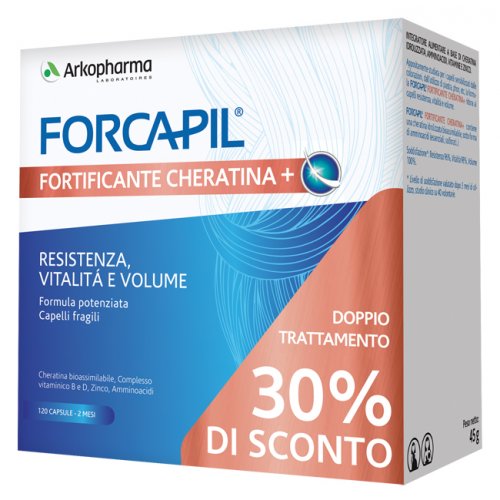 FORCAPIL integratore caduta capelli con cheratina e vitamine confezione doppia