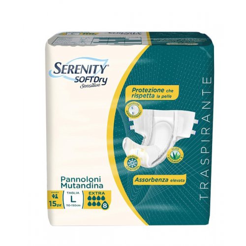 SERENITY Soft Dry Sensitive Pannolone Mutandina misura L assorbenza Extra 15 Pezzi