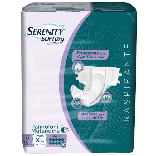 SERENITY Sensitive Soft Dry Pannoloni Mutandina Maxi XL 15 Pezzi