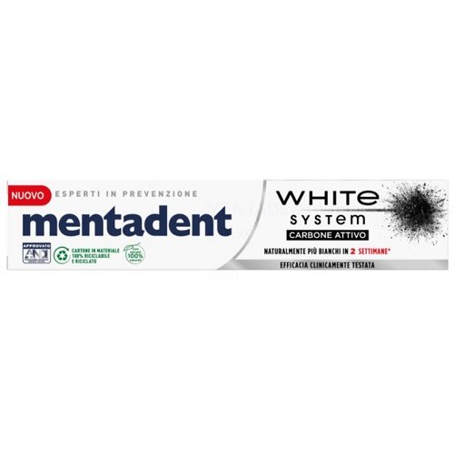 MENTADENT WHITE SYSTEM CHARCOAL 75 ML