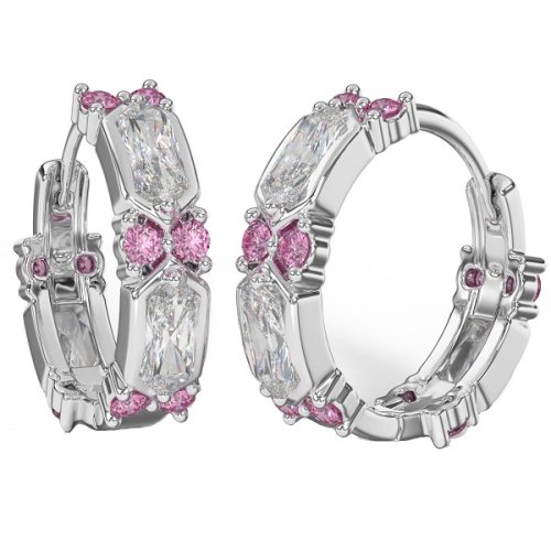 BJT413 ORECCHINI RING/CRISTALLI BIANCHI 19MM STAINLESS STEEL