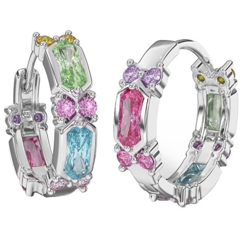 BJT414 ORECCHINI RING/CRISTALLI MULTICOLOR 19MM STAINLESS STEEL