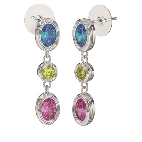 BJT416 ORECCHINI DROPS/CRISTALLI MULTICOLOR 30MM STAINLESS STEEL