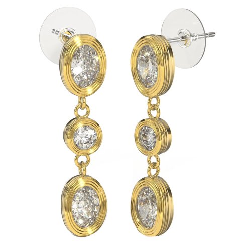 BJT417 ORECCHINI DROPS/CRISTALLI BIANCHI 30MM GOLD PLATED