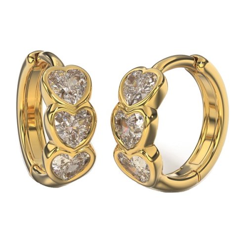 BJT422 ORECCHINI 3HEARTS 12MM GOLD PLATED