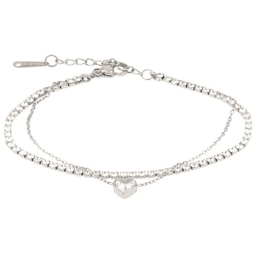 ATELIER 152 BRACCIALE TENNIS PIETRE BIANCHE CUORE STRASS