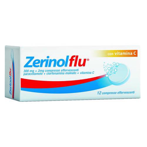 ZERINOLFLU per raffreddore e influenza 12 compresse effervescenti 300 mg + 2 mg + 250 mg
